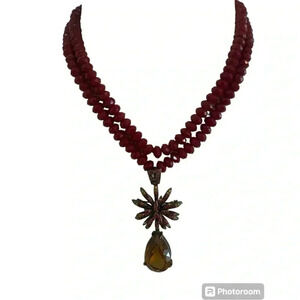 High End Short Beaded Double String Necklace
